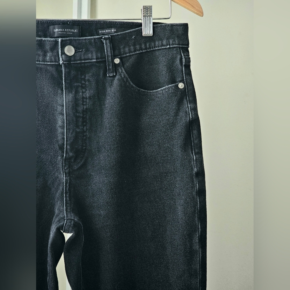 Banana Republic Black Denim High Rise Slim Jeans - Picture 4 of 6